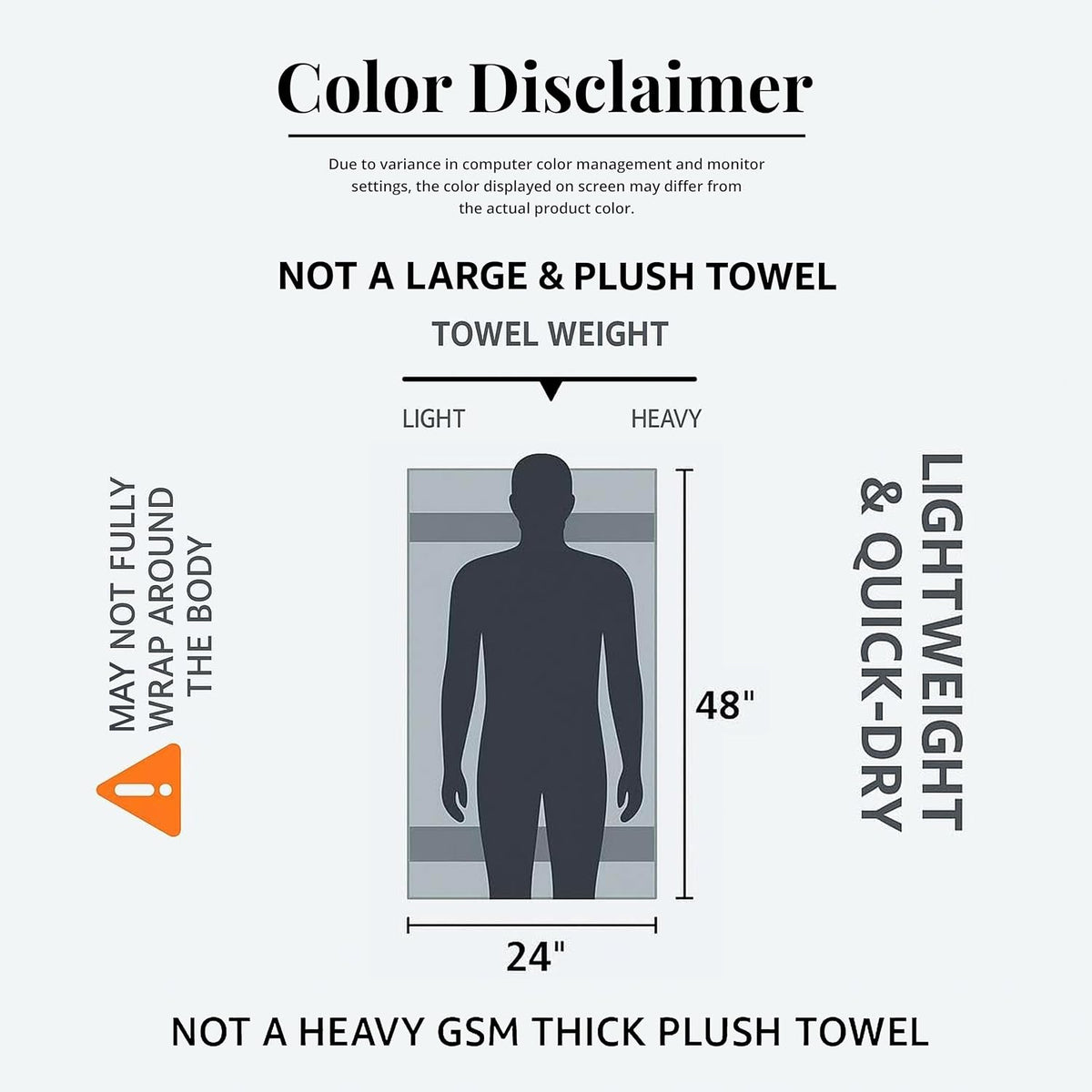 texcraft medium size bath towels set of 6, front angle view