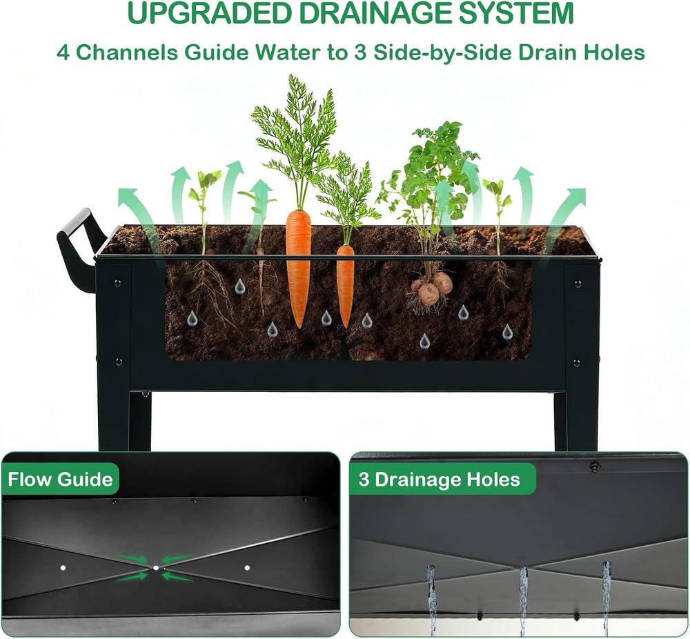 2-Pack 32" Tall Elevated Raised Garden Bed with Wheels and Shelf