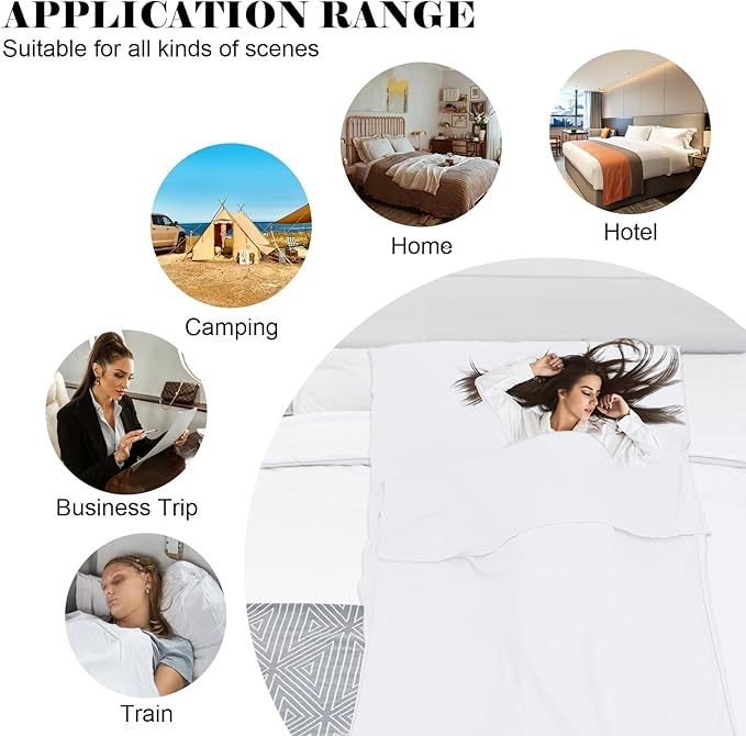 Sleeping Bag Liner, Travel Sheet & Adult Sleep Sack, Camping Sheets Travel - Image 7