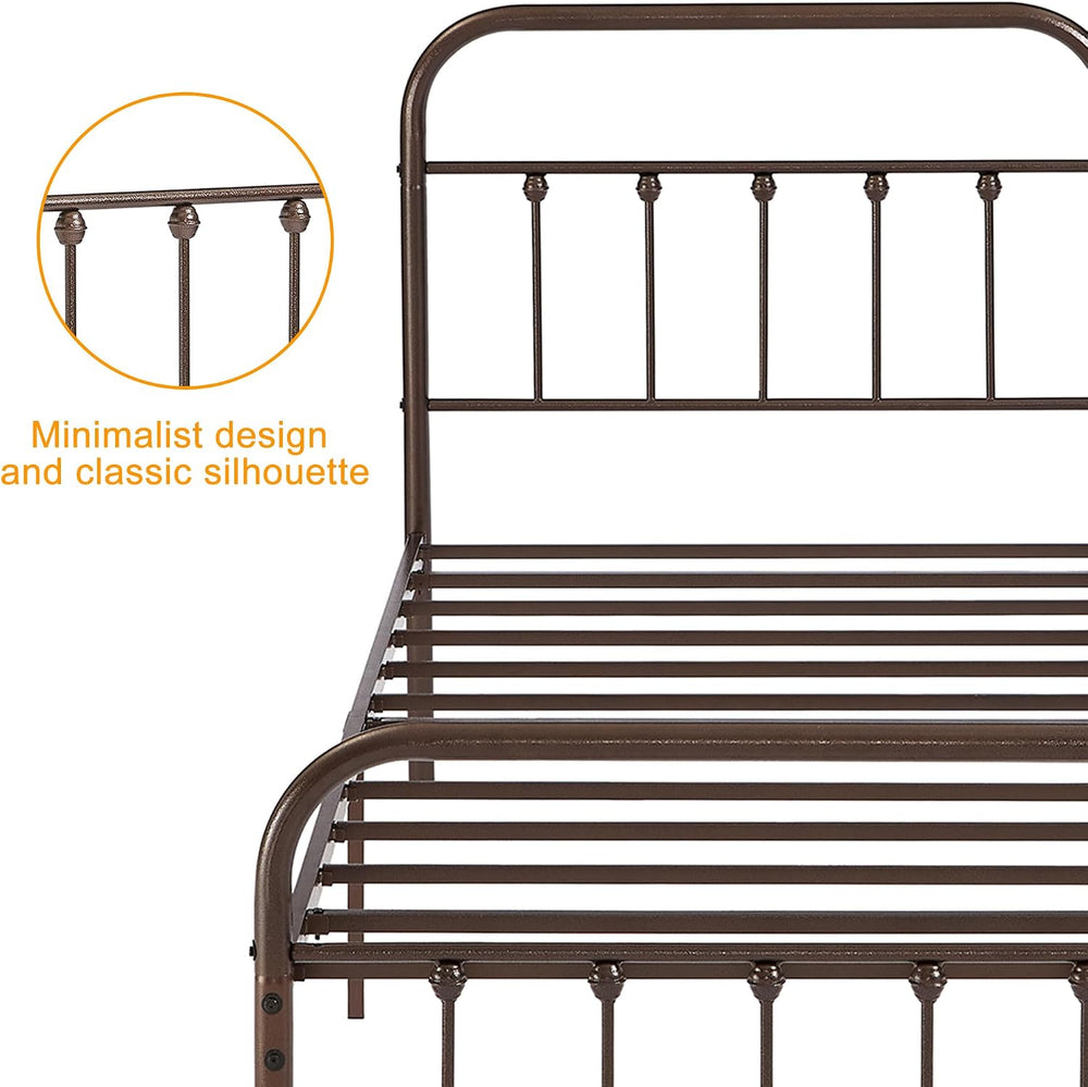 VECELO Twin Size Victorian Style Metal Bed Frame with Headboard Classic Metal...