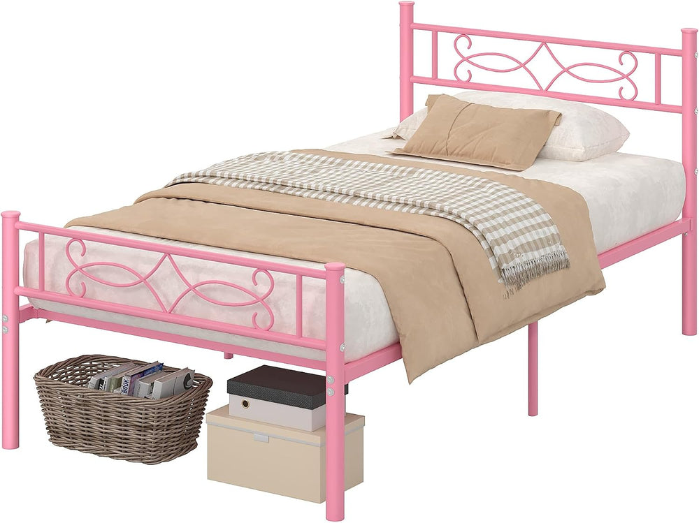 VECELO 14" Twin Size Bed Frame Set of 2,Twin Metal Platform Bed Frame wi...