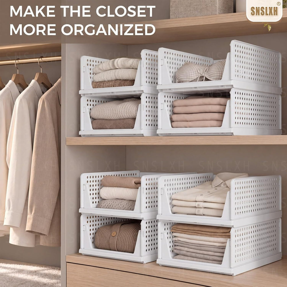 5 Pack Closet Organizers and Storage, Reinforced Stackable Closet 16.73" in