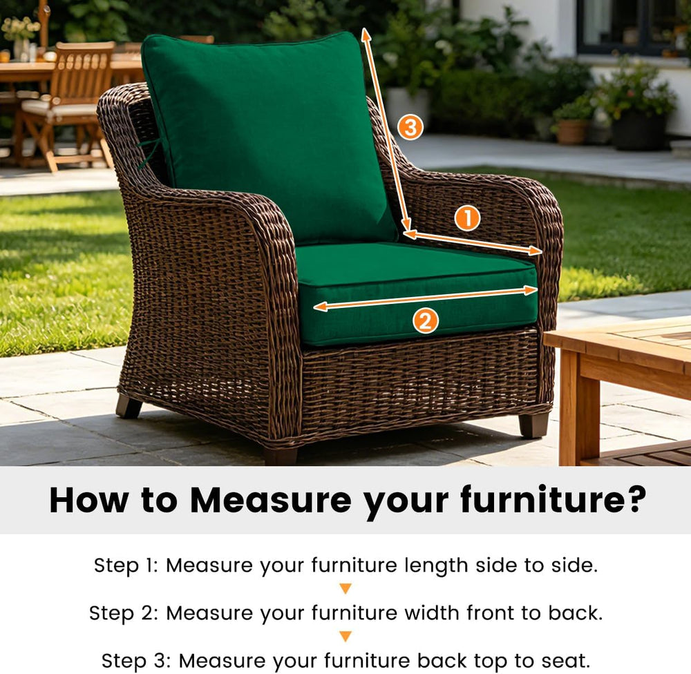 Olefin Deep Seat Cushion Set of 2, Water Resistant Patio Dark Green 24x24x4