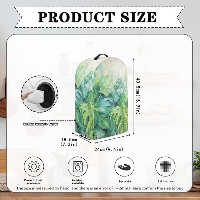 Green Palm Leaf Print Blender Dust Cover - Image 6