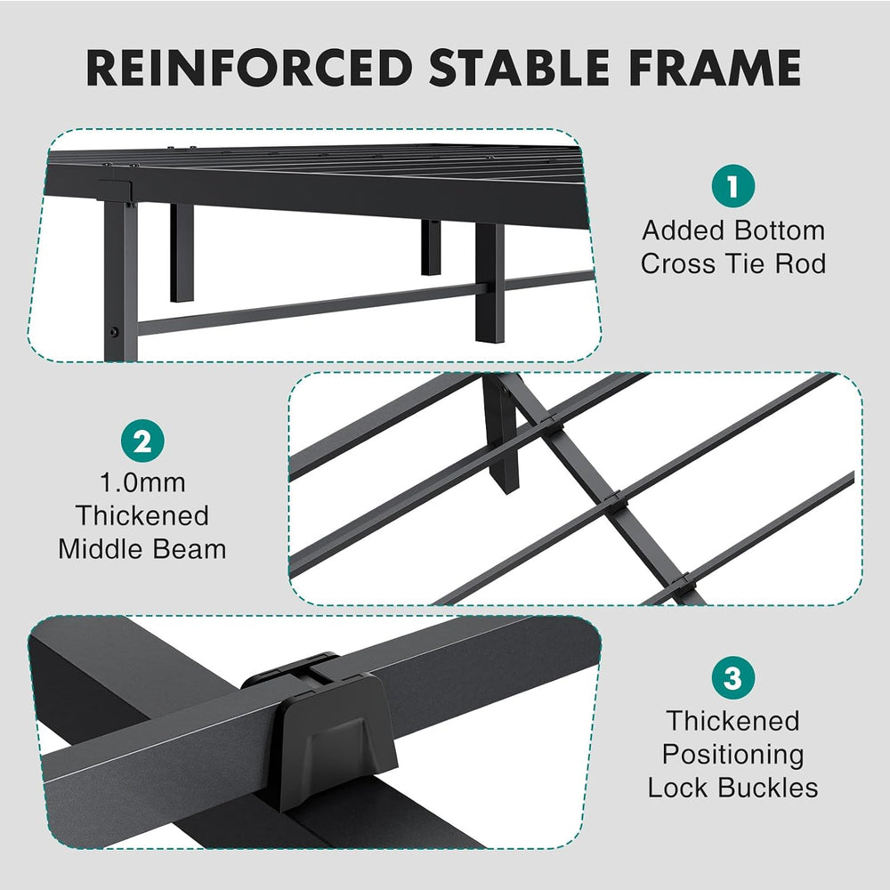 OLIXIS Full Size Metal Platform Bed Frame with Storage Space