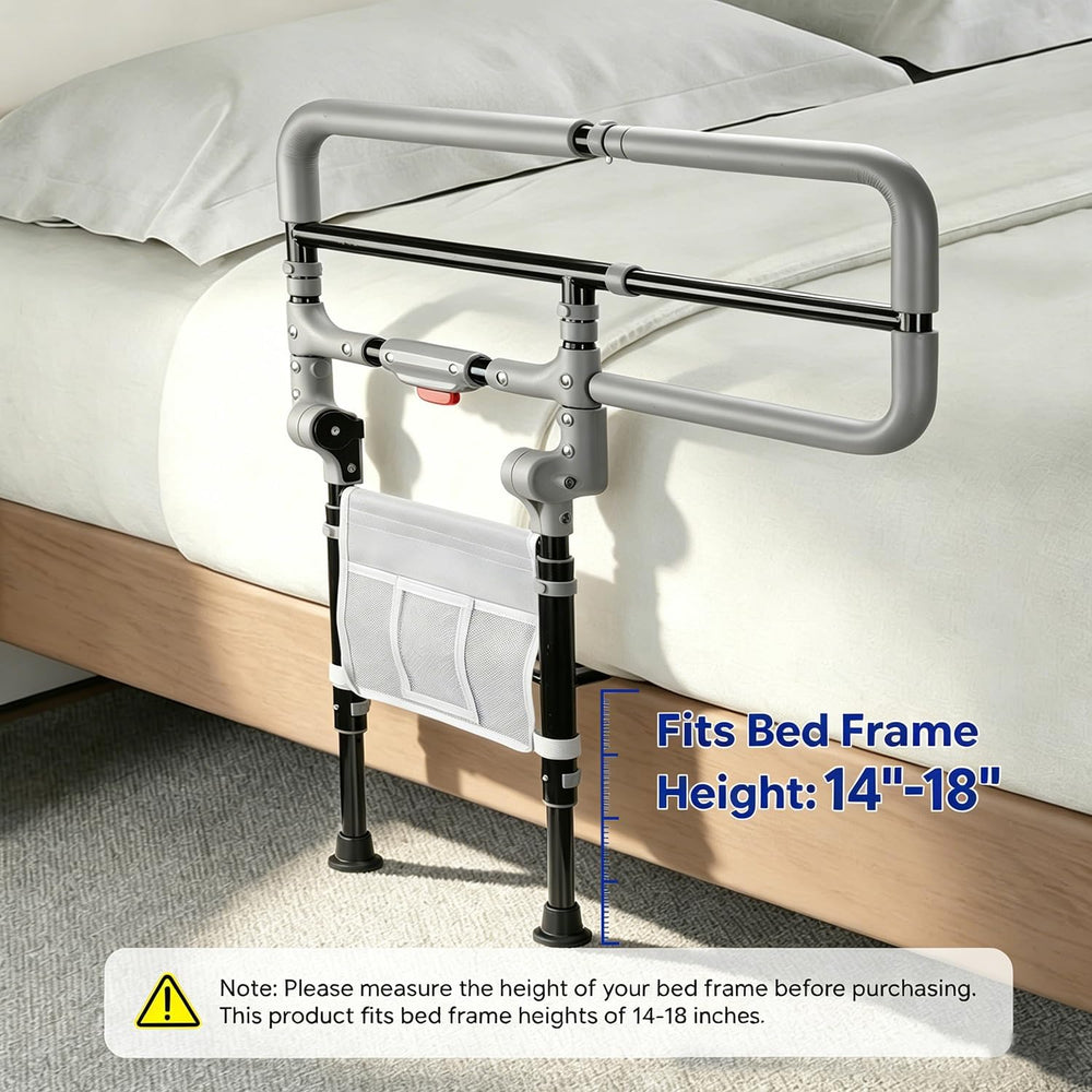 Foldable Bed Rails for Elderly Adults, Fits 14-18" Frames
