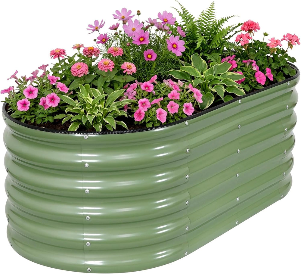 INNO STAGE Galvanized Garden Bed Kits, 4x2x1.4FT Metal Raised Beds, Green