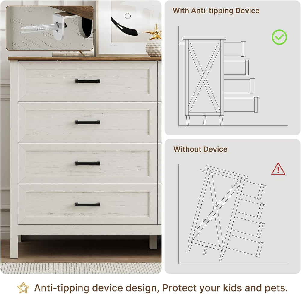 LYNSOM Farmhouse 8 Drawer Dresser for Bedroom, 55 Inch Wide Wood Rustic Chest...