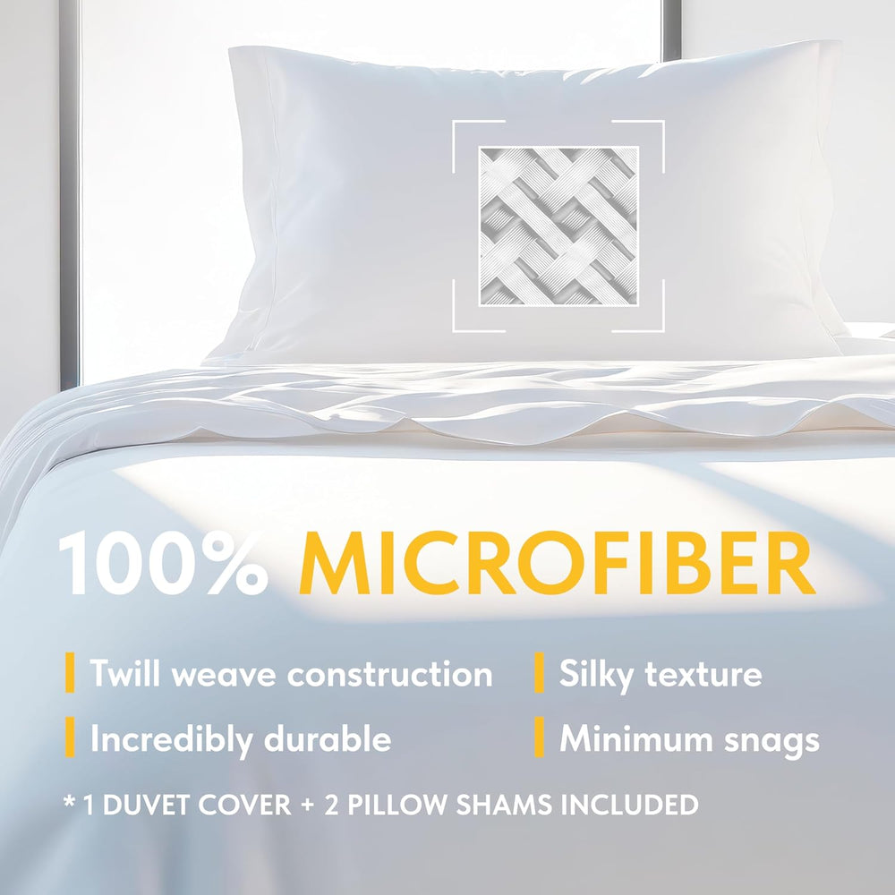 White Classic White Duvet Cover King Size, Microfiber Duvet Cover with Zipper...