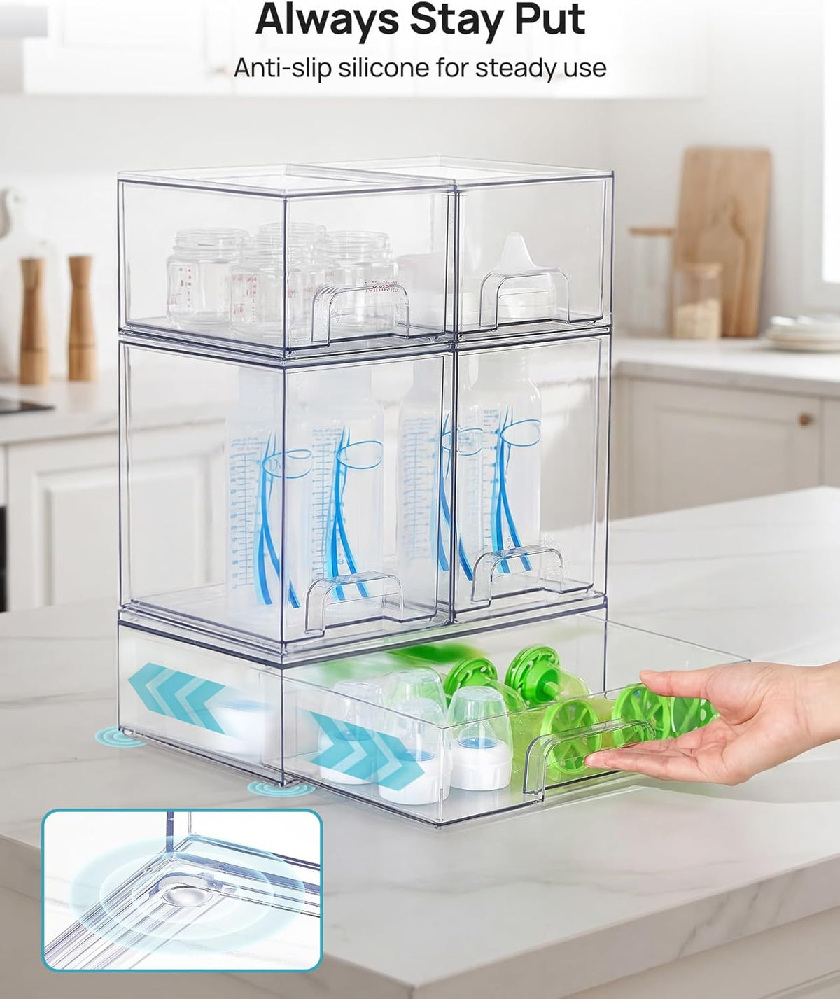 vtopmart clear stackable storage drawers set of 5, view 9