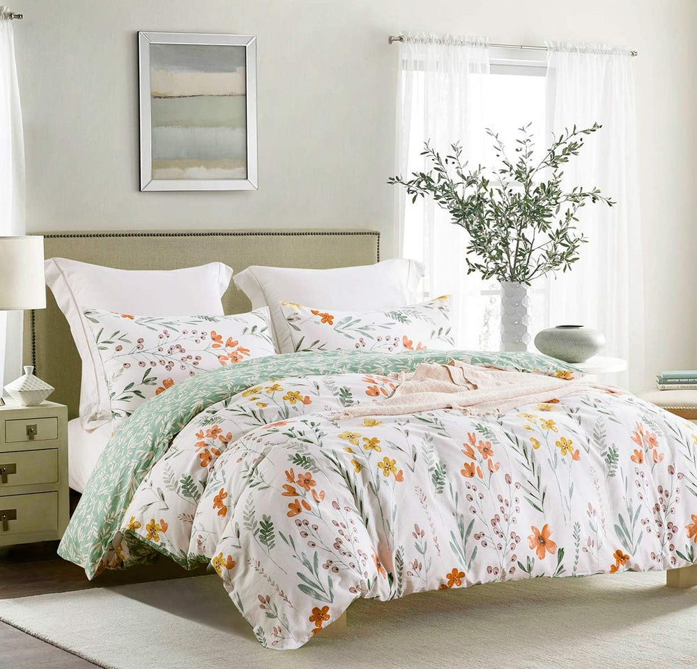 SLEEPBELLA Duvet Cover Set 600 Thread Count Cotton Bedding Set (Full, White&a...