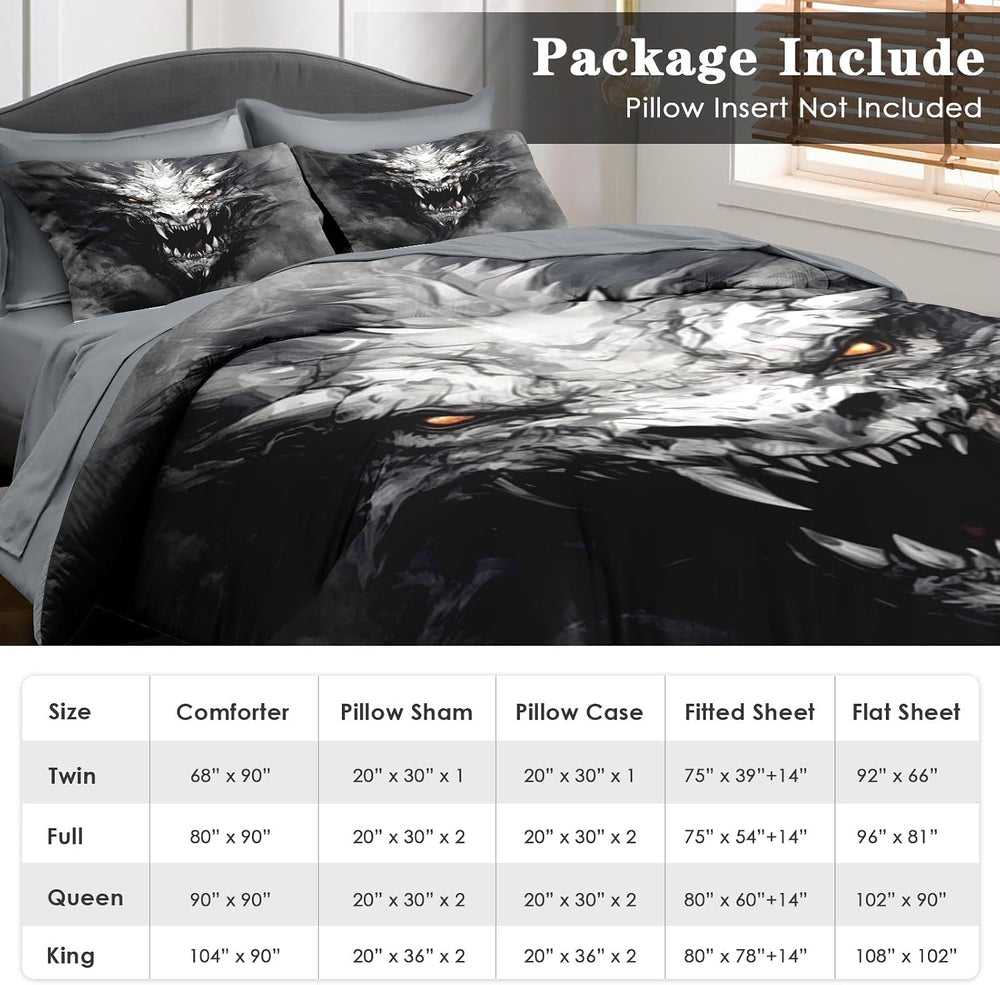 Pamnest King Comforter Set with Sheets, 7 Pieces Dragon Gray Bedding