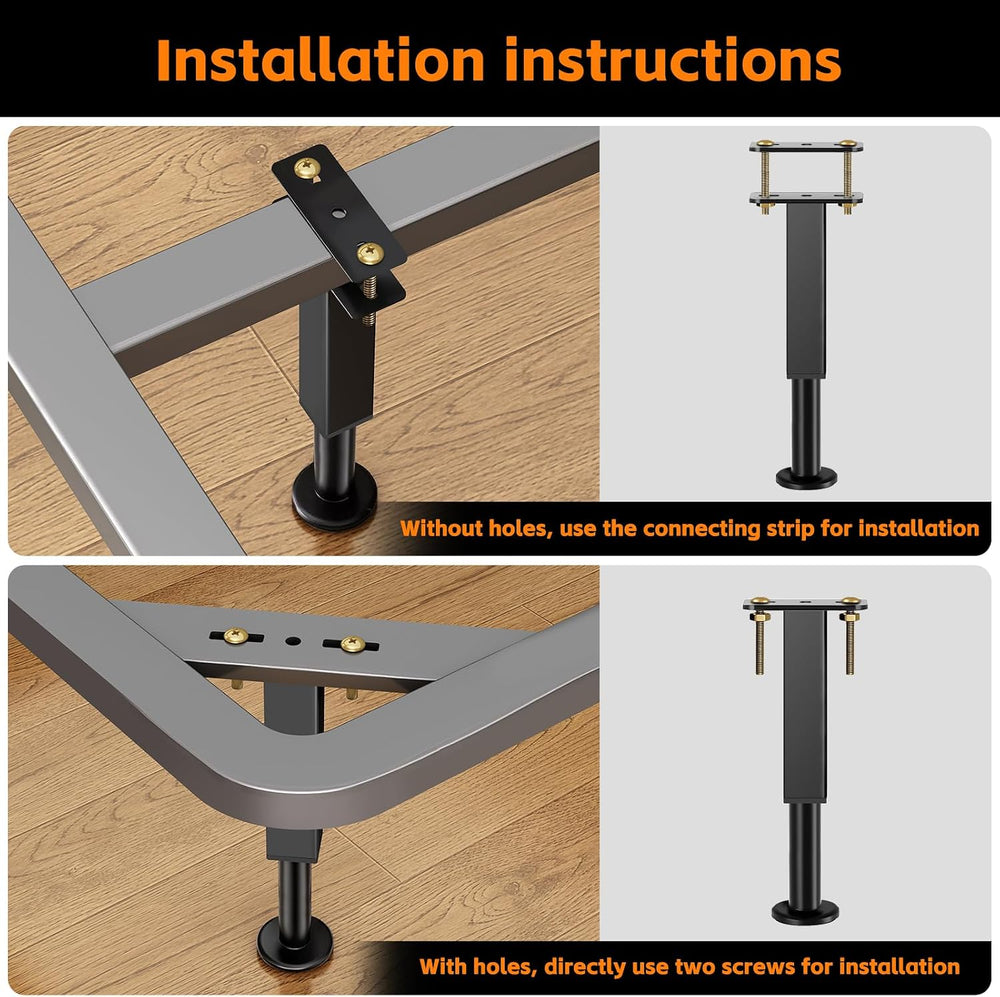 6 PCS Adjustable Height Bed Support Legs, 6.2-7.5 in Metal Bed Risers