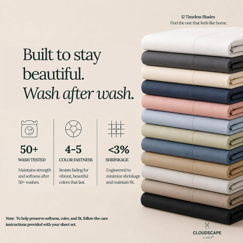 Cloud Scape Split King Sheets 100% Egyptian Cotton Sateen - Sepia Rose