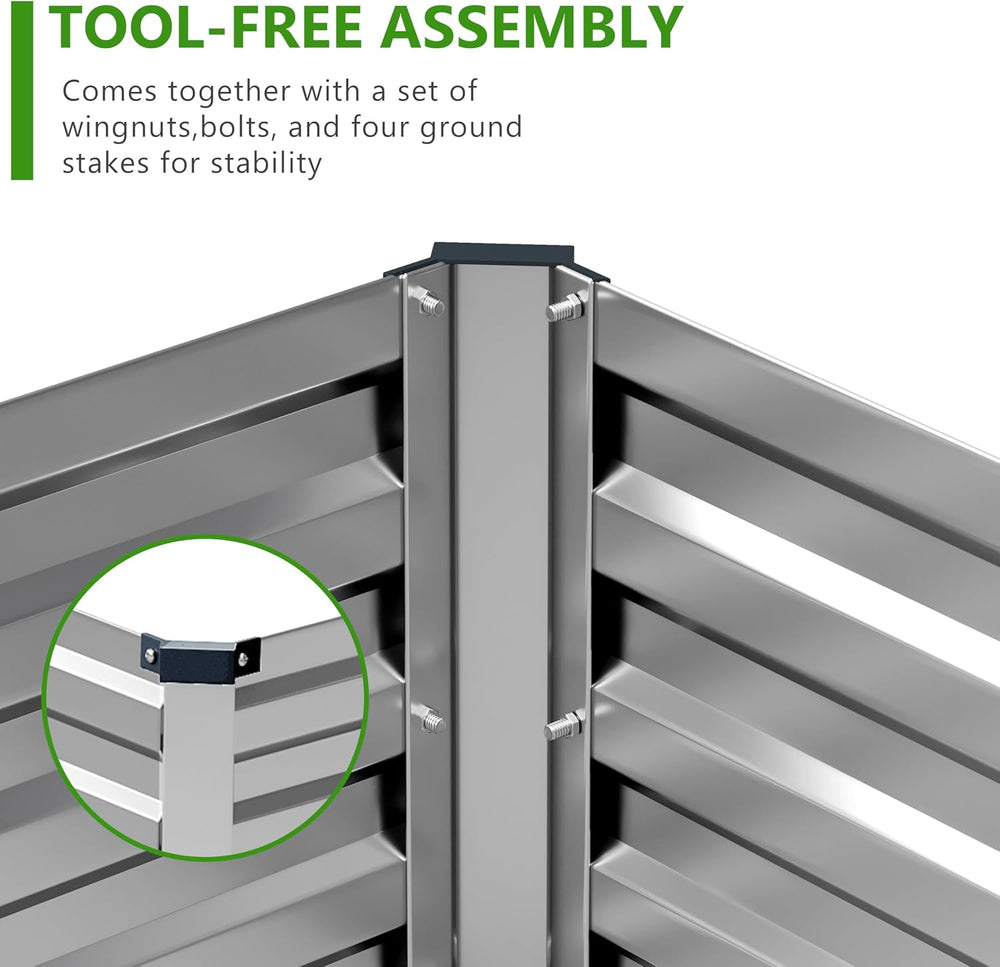 6x3x1ft(2 PCS) Galvanized Raised Garden Beds Kit,Silver