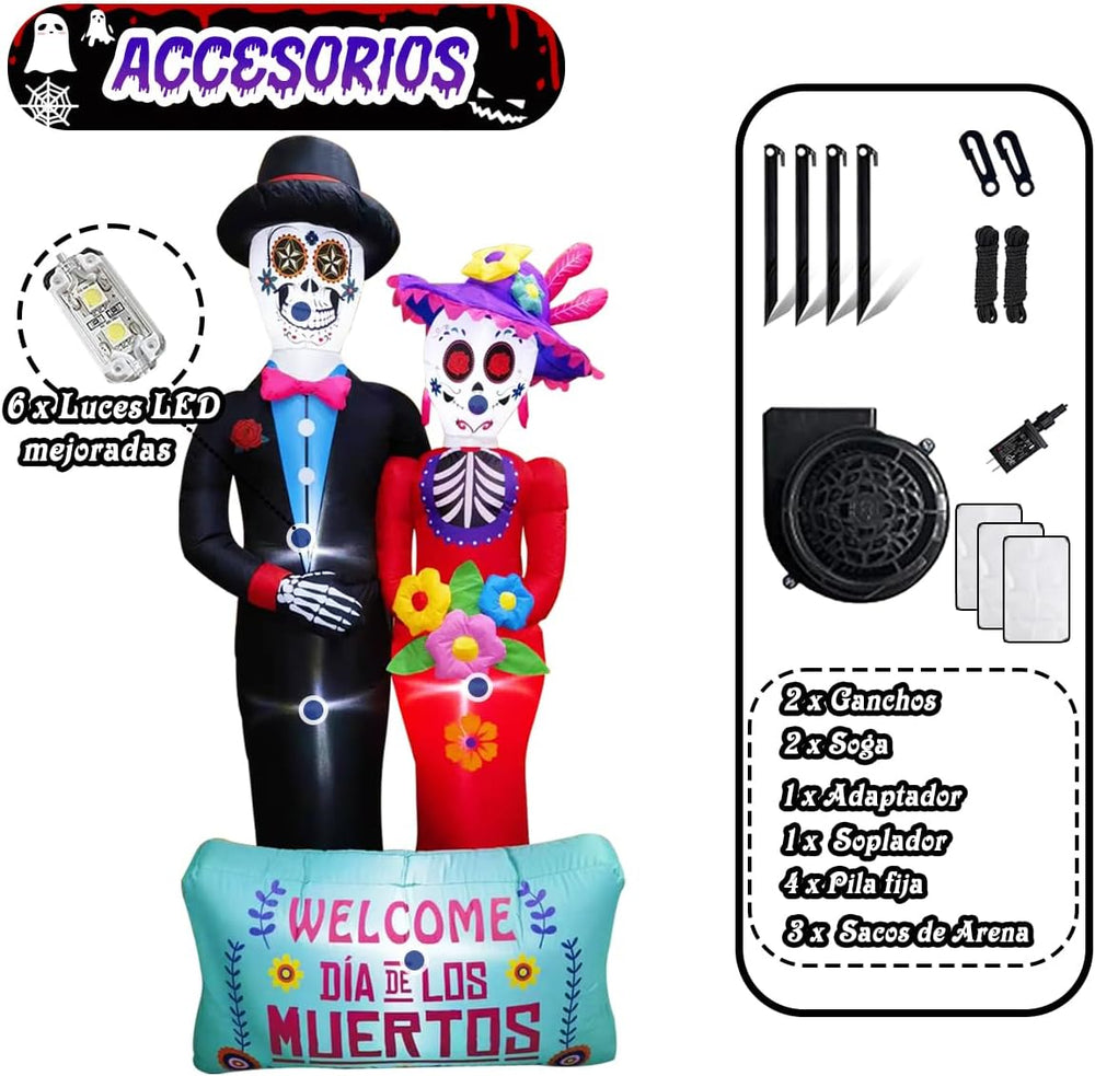 Dia De Los Muertos Decoration, 6 FT Halloween Inflatables Décor Day of The De...