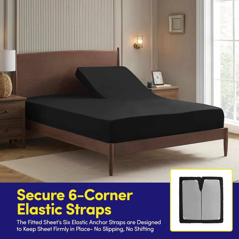 Split Head King Sheets Set for Adjustable Beds 4 Piece Flex Top Bed Sheets – ...