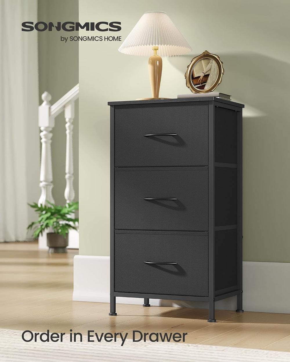 SONGMICS Dresser for Bedroom, Small Dresser with 3 Fabric Drawers