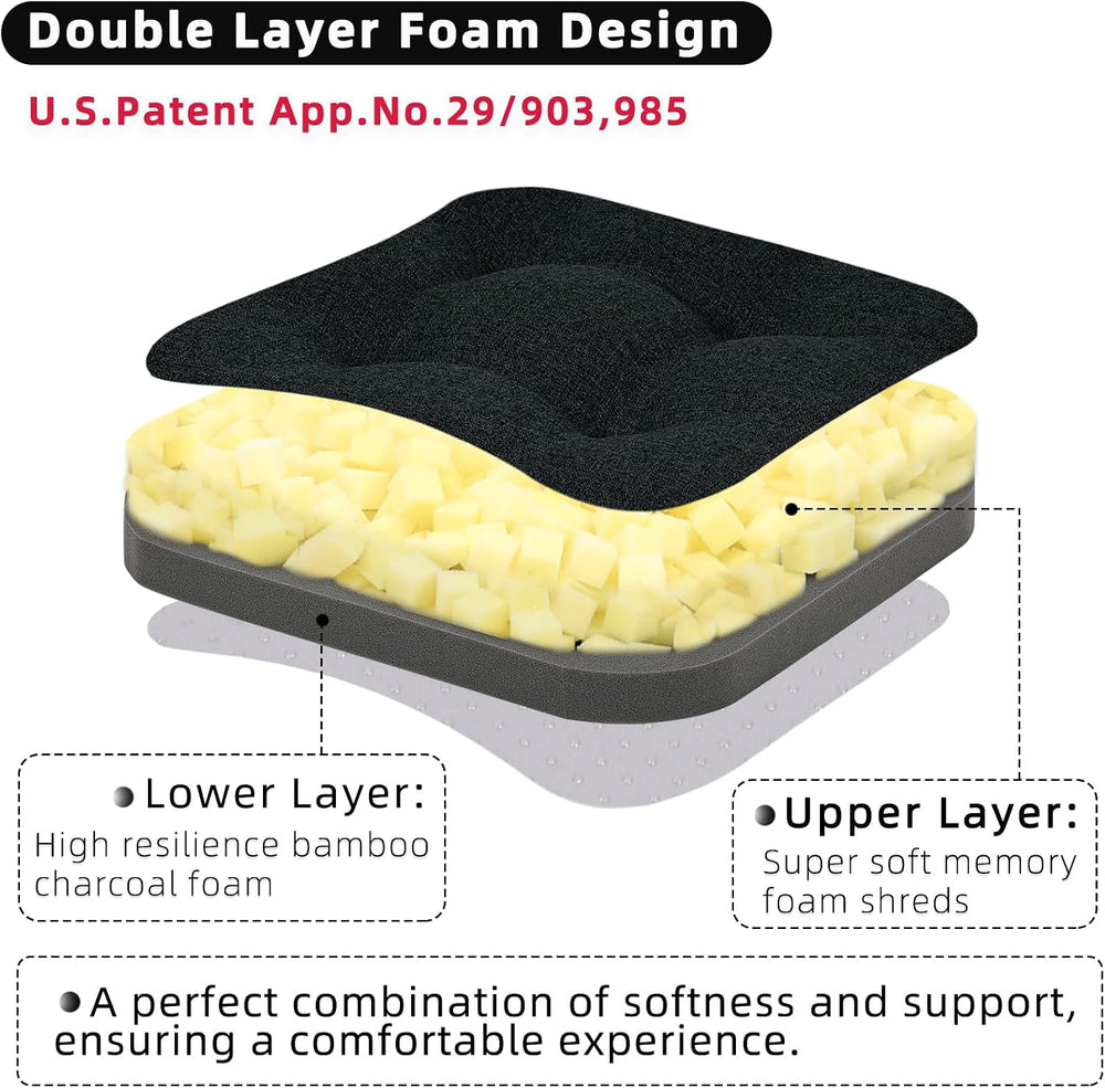 GOFORIT Chair Cushions Set of 2,Tufted Shredded Memory Foam Chair Pads, Non-S...