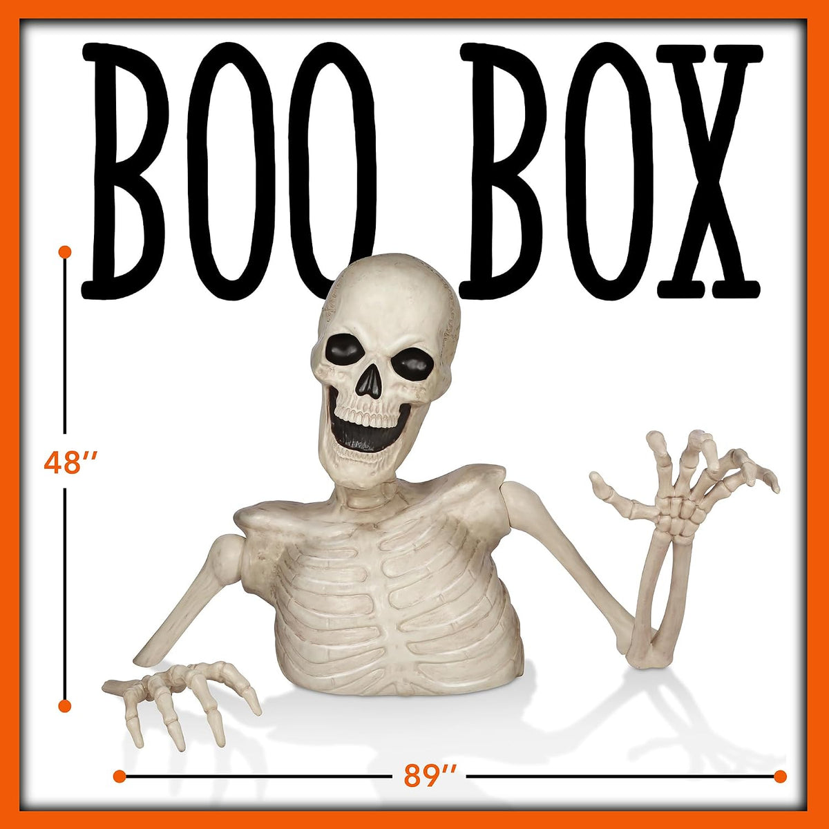 BOO BOX 4 Ft. Halloween Groundbreaker Skeleton, Giant Outdoor Decoration for Yard, Lawn, Porch and Graveyard, Scary Haunted House Display