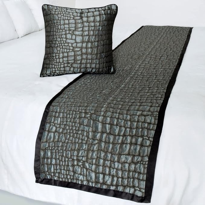 The HomeCentric King/Queen/Twin Blue & Grey Designer Twin 53"x18" Bed Runner - Image 5