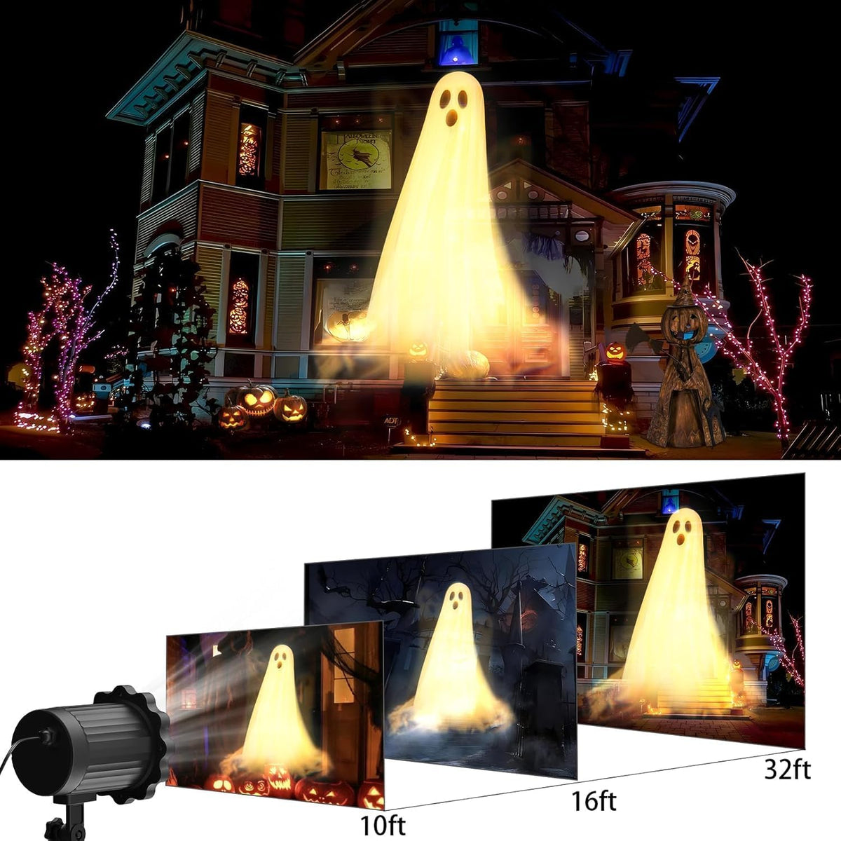 Halloween Projector Lights Outdoor, Ghost Halloween Projector for Yard