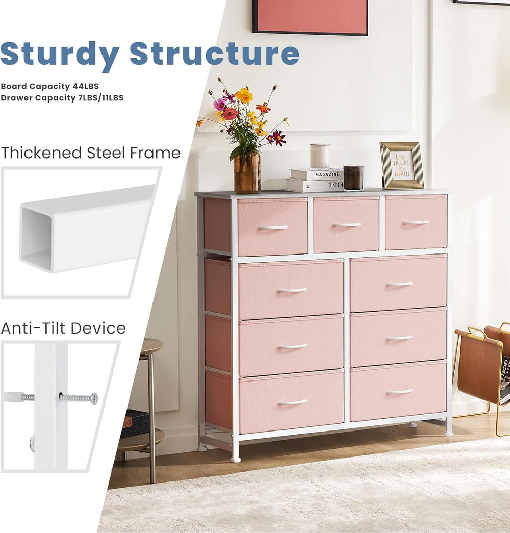 DUMOS 9 Drawer Dresser for Bedroom, Storage Organizer Chest of Drawers