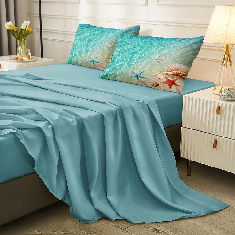 Merryword Ocean Beach Comforter Set Twin Size 6 Pieces Bed in a Bag Coastal S...