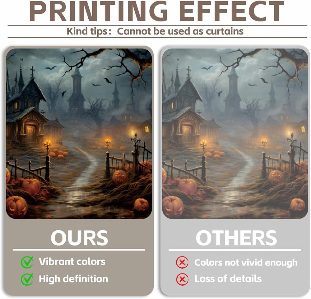 10x8ft Vinyl Horror Halloween Night Backdrop Halloween Pumpkin Withered Tree ...