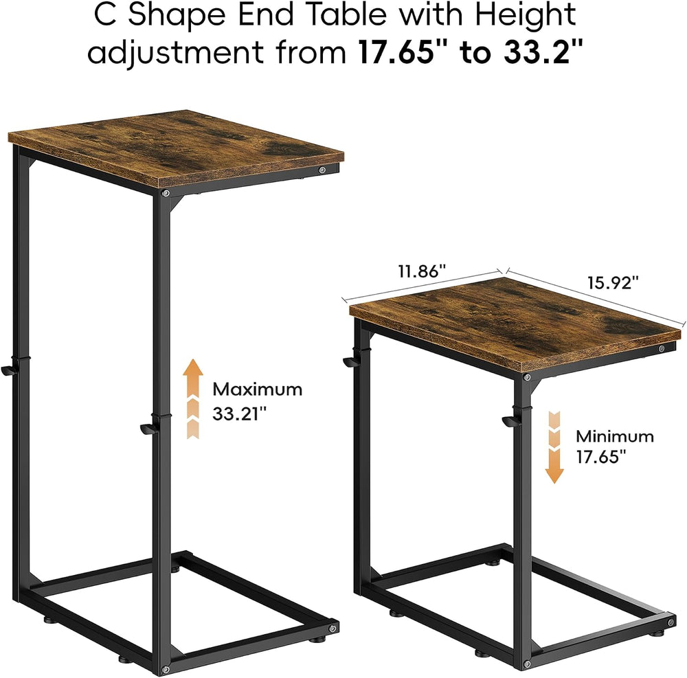 Vagusicc C Shaped End Table for Couch, 33.2'' Tall C Table Adjustable...