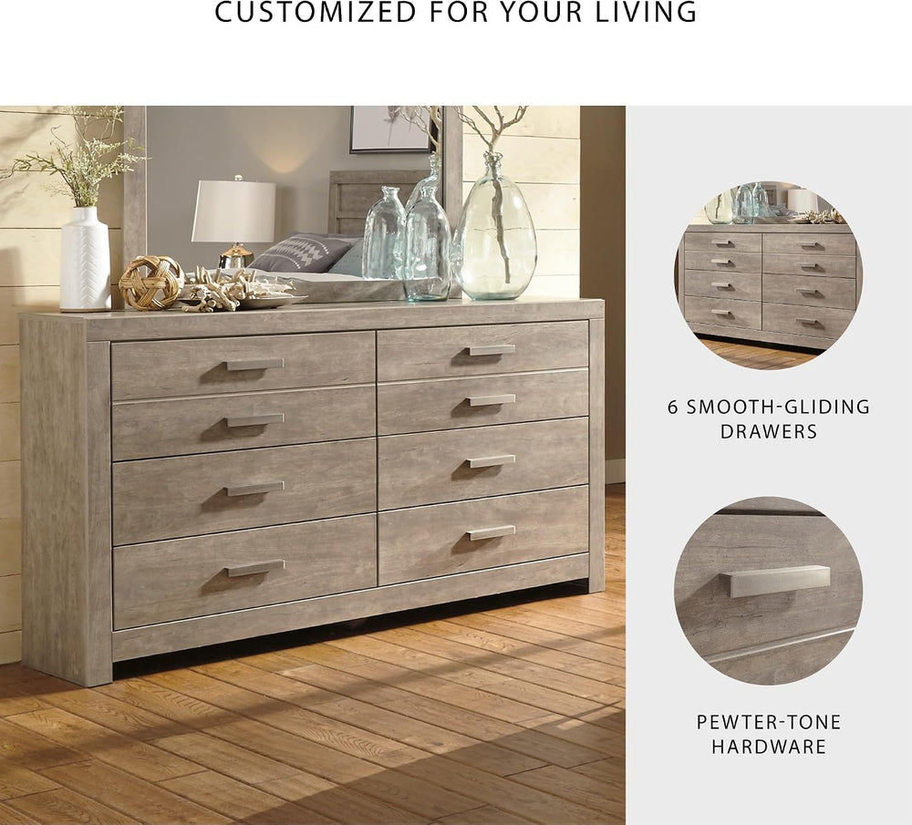 Signature Design by Ashley Culverbach Scandinavian 6 Drawer Dresser, Weathere...