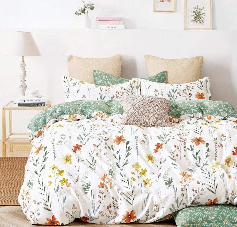 SLEEPBELLA Duvet Cover Set 600 Thread Count Cotton Bedding Set (Full, White&a...