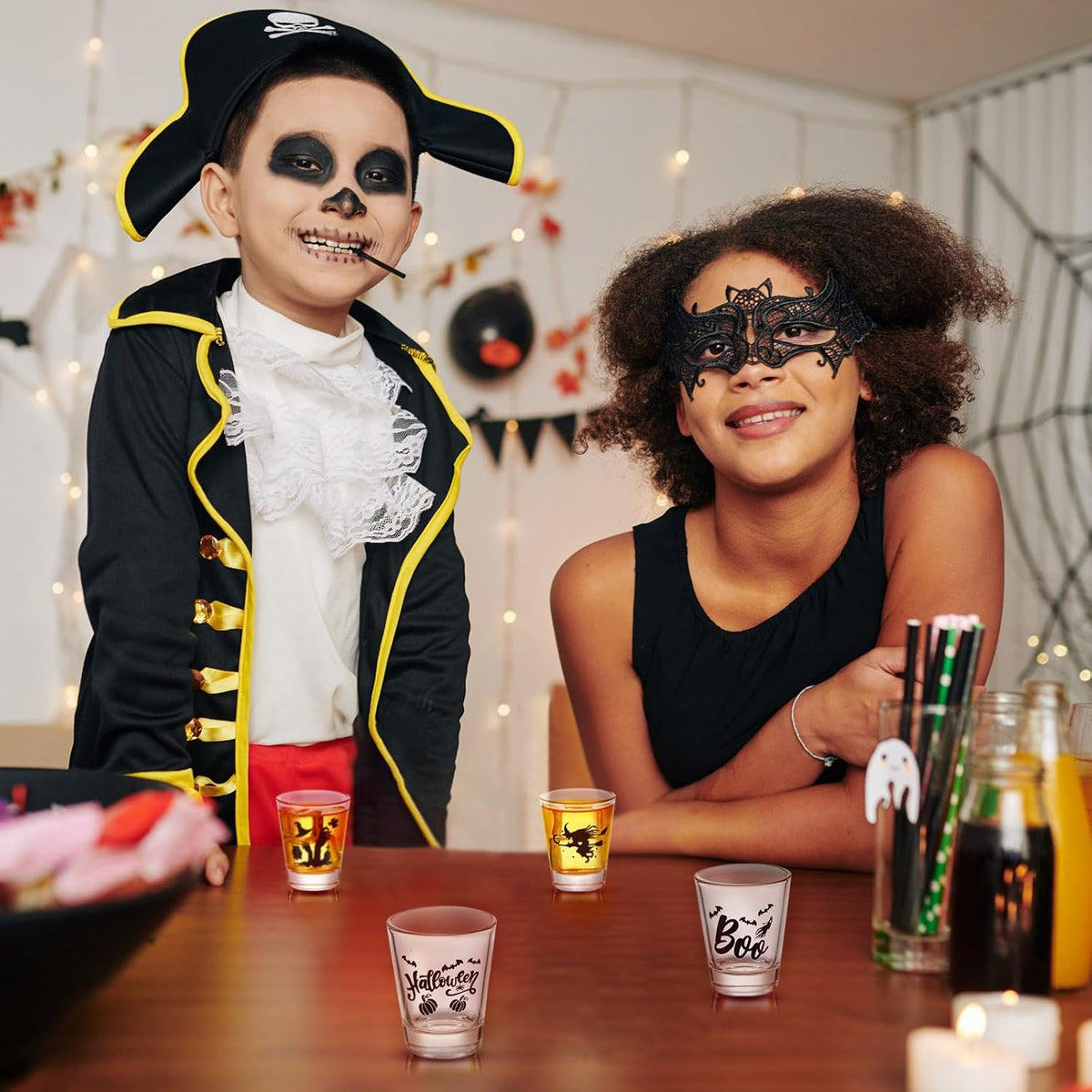 Uiifan 24 Pcs Halloween Shot Glasses for Drinking Glassware Bulk 2 Oz/60 ml