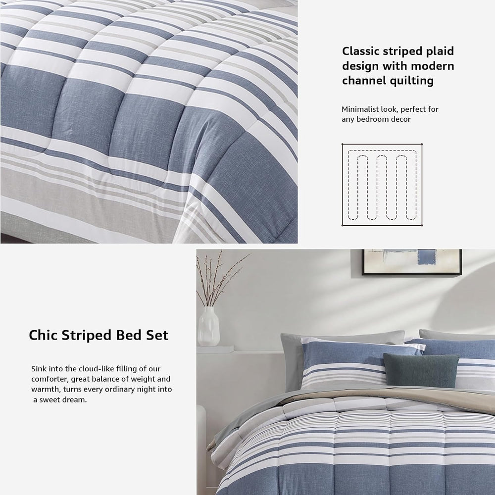 Monbix Full Size Comforter Sets - 7 Pieces Bed in a Bag Full Bedding Set
