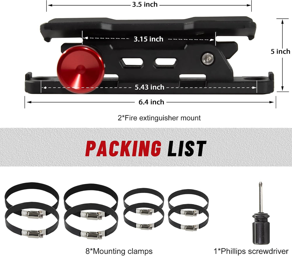 ZHILXN Quick Release Fire Extinguisher Mount with 8 Clamps for Tractor 2PCS