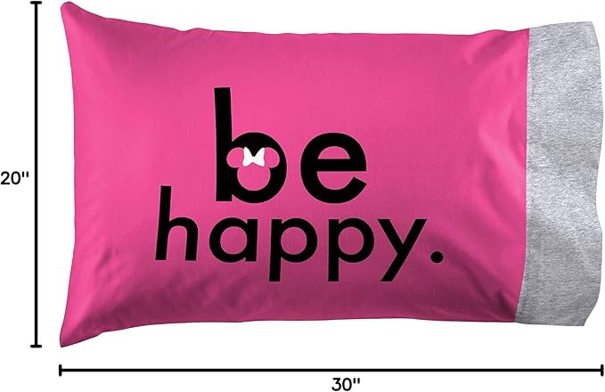 Jay Franco Disney Minnie Mouse Be Happy 1 Single Reversible Pillowcase - Image 5