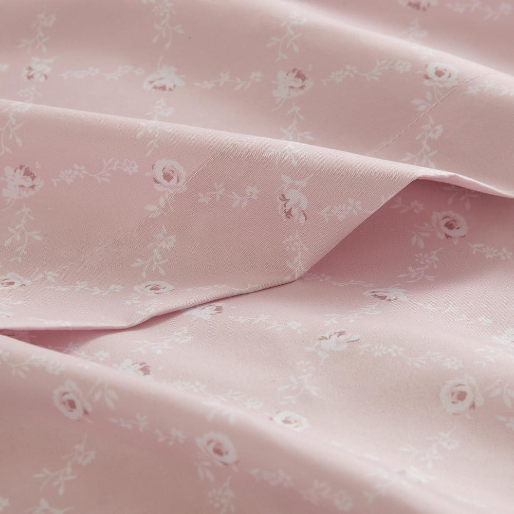 Madison Park Essentials Pink Floral Comforter Set with Sheets Full,7pc