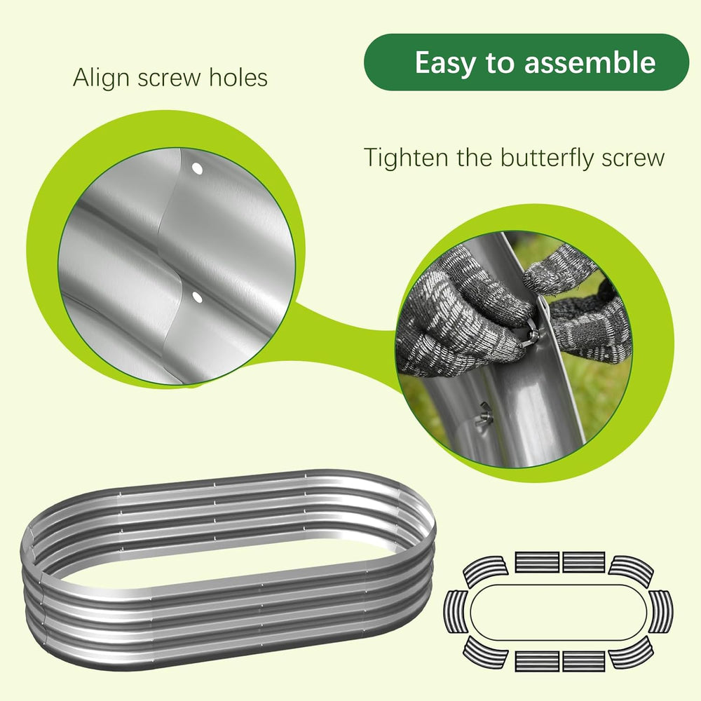 Galvanized Garden Bed Kit for Vegetables/Herbs/Flowers, Outdoor Raised Plante...