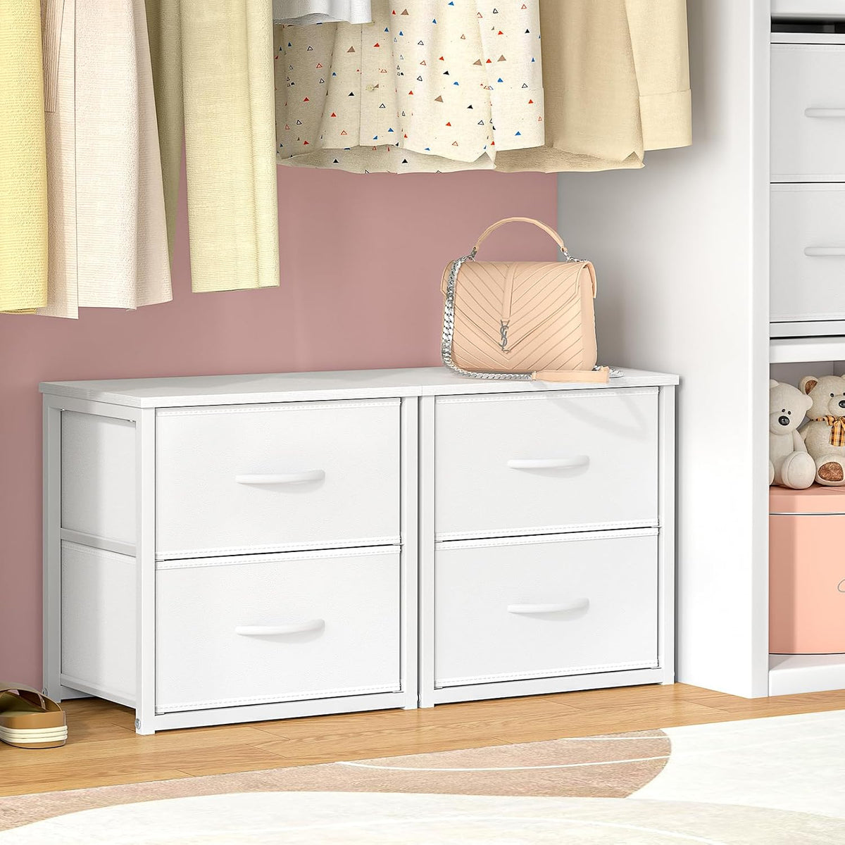 daoutime 2-pack stackable storage drawers (4 drawers total), front angle view