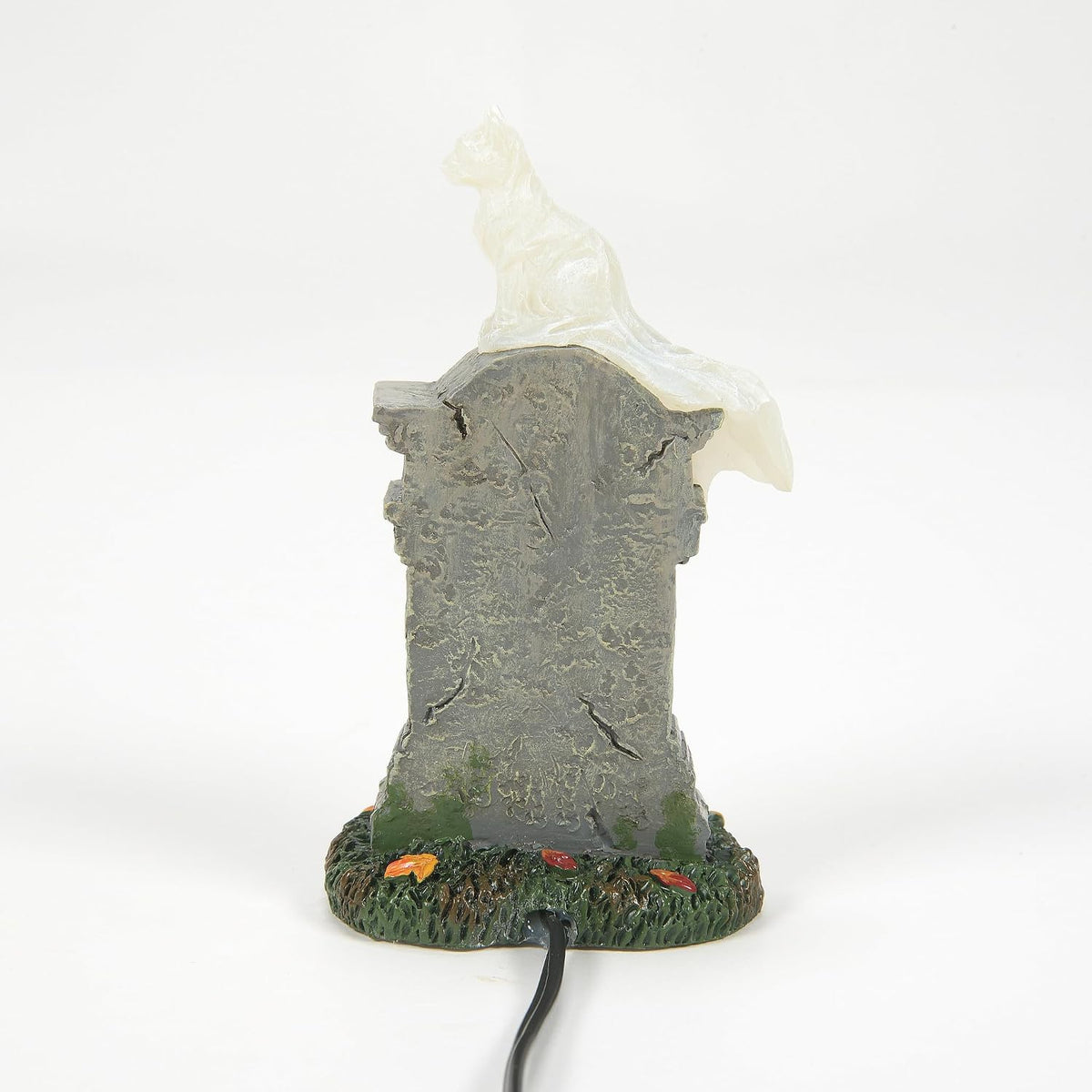 Department 56 Village Collection Accessories Halloween Kit E. Kat Cat Ghost on Tombstone Lit Figurine, 3.8 Inch, Multicolor