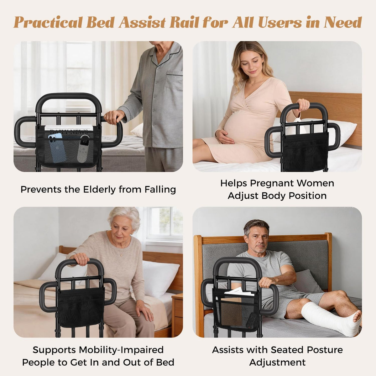 heavy duty bed rail for elderly adults with on a desk or shelf