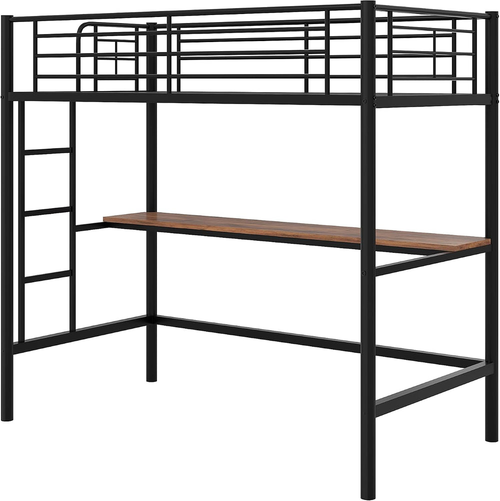 VECELO Loft Bed Twin Size with Desk, Black