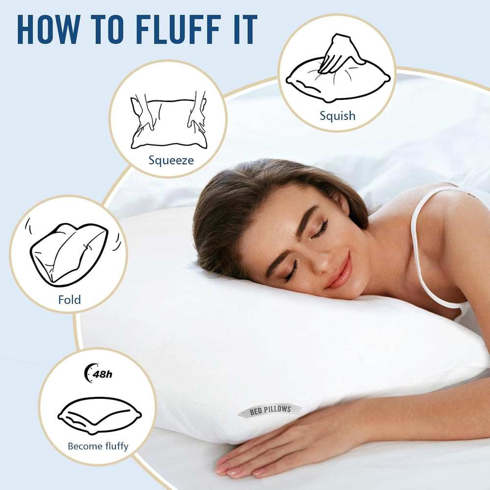 Piwaal Bed Pillows Queen Size 2 Pack, Soft Firm Support for Sleepers