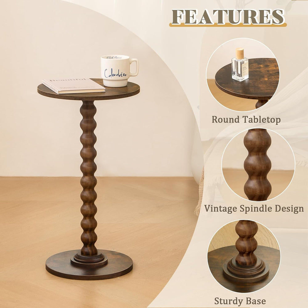 Round Side Table, Small Drink Table for Small Spaces, Modern Accent Nightstan...