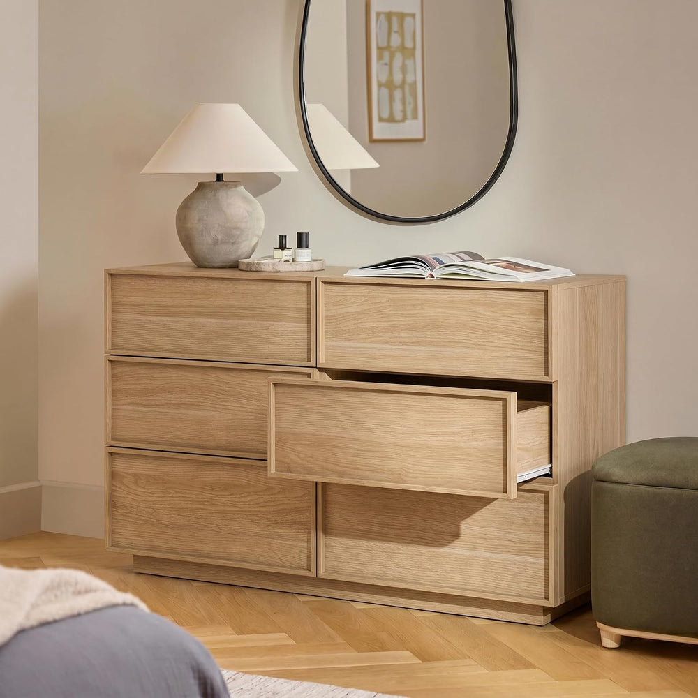 6-Drawer Dresser for Bedroom, 47.2" Wide, Wooden, Light Oak