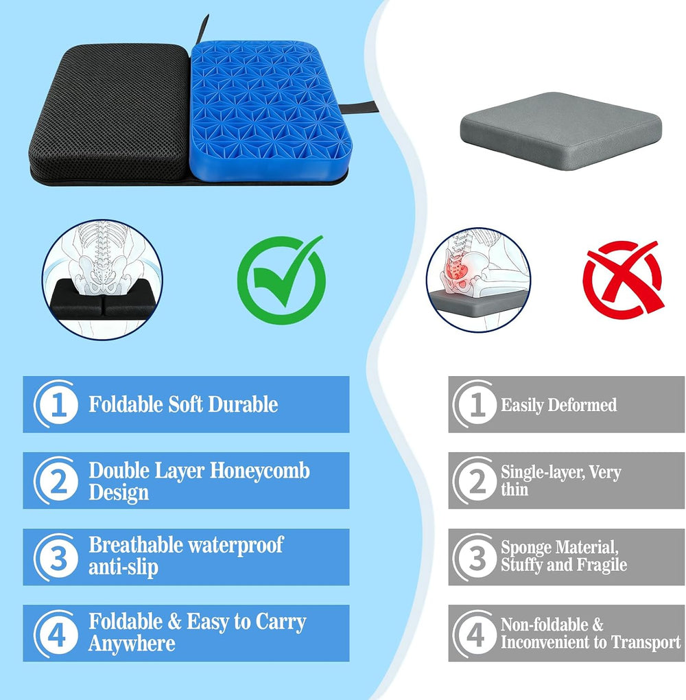 Honeycomb Gel Foldable Portable Seat Cushion for Airplane Travel Stadium