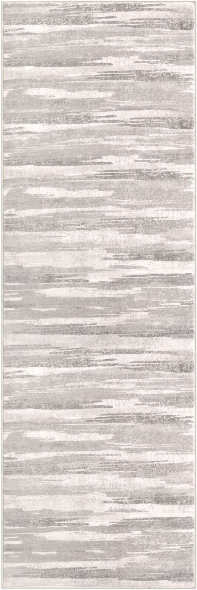Modern Abstract Runner Rug 2x6, Neutral Light Beige and Grey Washable Kitchen - Image 9