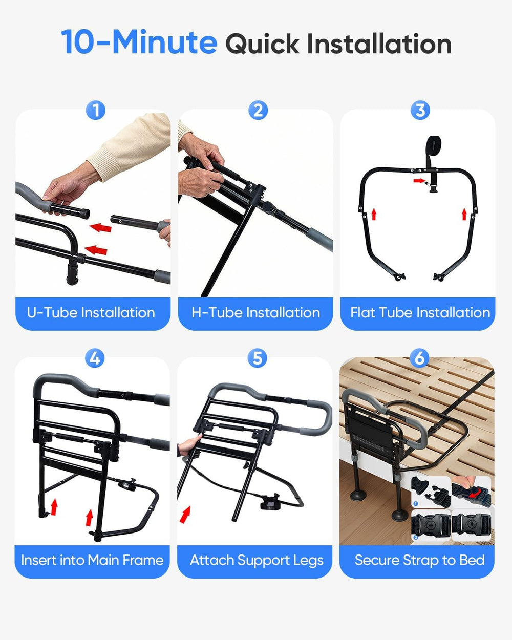Bed Rails for Elderly Adults Safety, Foldable Bed Rail with Non-Slip Handle