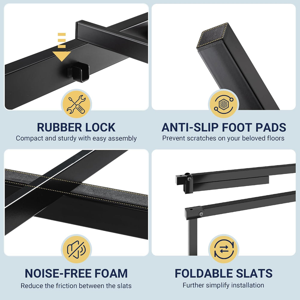 Allewie Metal Full Size Platform Bed Frame, 37'' Tall Footboard, Black