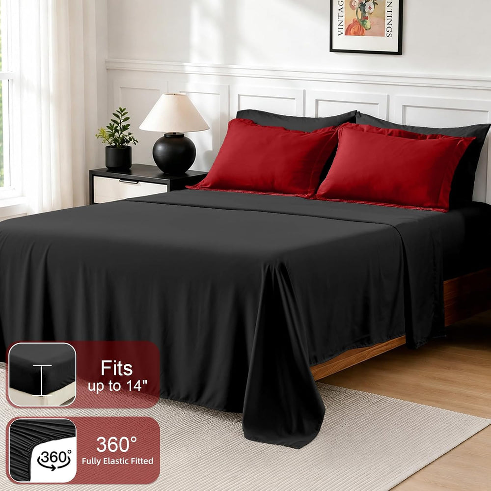 Full Size Comforter Set 7 Pieces, Reversible Bed Set, Bed in a Bag